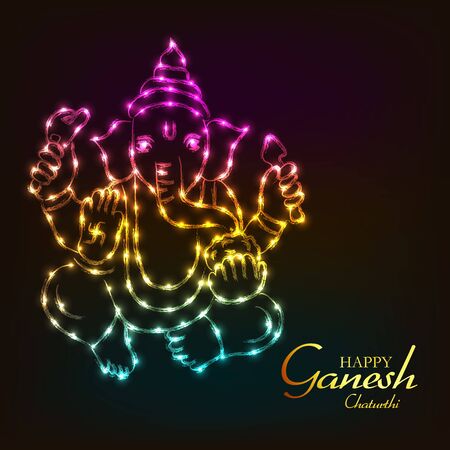 Creative card And poster, background of lord Ganesh for festival of ganesh chaturthi Celebration.のイラスト素材