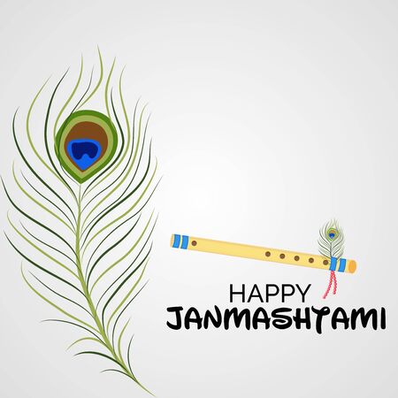 Vector illustration of a Poster or Banner for Indian festival For Happy Janmashtami Celebration.のイラスト素材