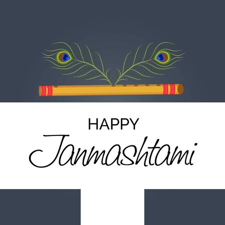 Vector illustration of a Poster or Banner for Indian festival For Happy Janmashtami Celebration.のイラスト素材