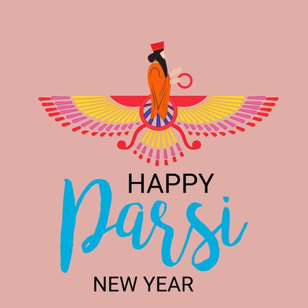 Vector illustration of a background or poster For Happy Parsi New Year.のイラスト素材
