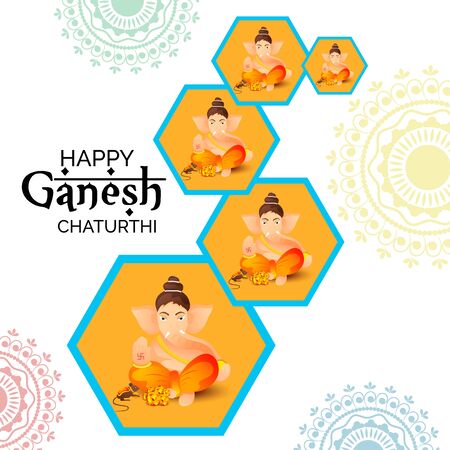 Creative card And poster, background of lord Ganesh for festival of ganesh chaturthi Celebration.のイラスト素材