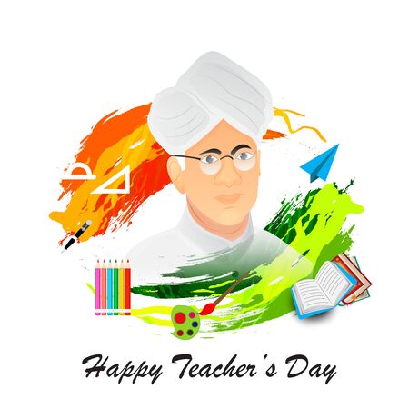 Vector illustration of a background or Poster with stylish text for Happy Teacher's Day.のイラスト素材