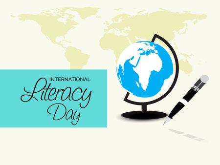 Vector illustration of a background or poster for International Literacy Day.のイラスト素材