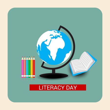 Vector illustration of a background or poster for International Literacy Day.のイラスト素材
