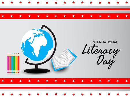 Vector illustration of a background or poster for International Literacy Day.のイラスト素材