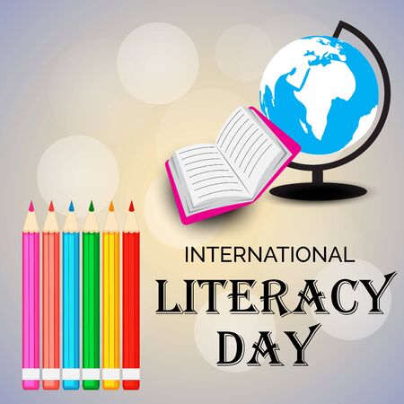 Vector illustration of a background or poster for International Literacy Day.のイラスト素材