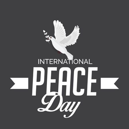 Vector illustration of a Background for International Peace Day with dove and olive branch.のイラスト素材