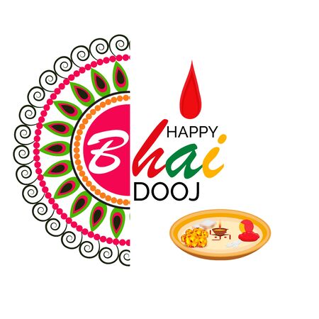 Vector illustration of a background or Poster for Indian festival celebration Happy Bhai Dooj.のイラスト素材