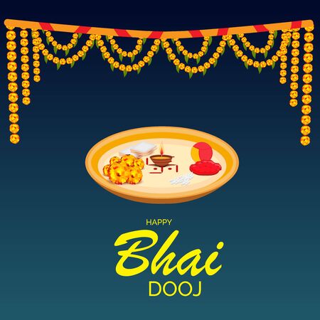 Vector illustration of a background or Poster for Indian festival celebration Happy Bhai Dooj.のイラスト素材