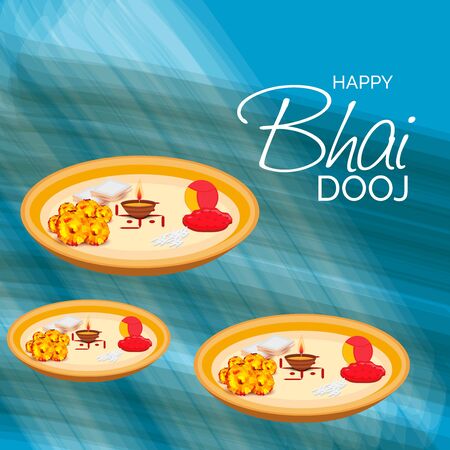 Vector illustration of a background or Poster for Indian festival celebration Happy Bhai Dooj.のイラスト素材