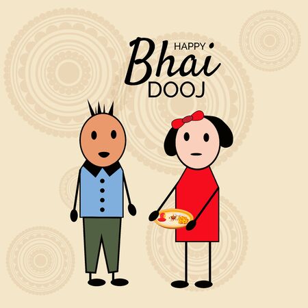 Vector illustration of a background or Poster for Indian festival celebration Happy Bhai Dooj.のイラスト素材