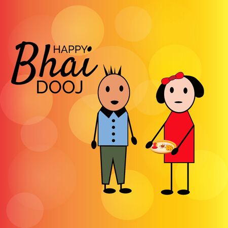 Vector illustration of a background or Poster for Indian festival celebration Happy Bhai Dooj.のイラスト素材