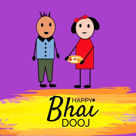 Vector illustration of a background or Poster for Indian festival celebration Happy Bhai Dooj.のイラスト素材