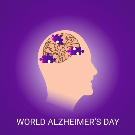 Vector illustration of a Background Or Poster for World Alzheimer's Day with purple awareness ribbon on September 21.のイラスト素材