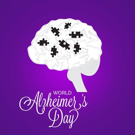 Vector illustration of a Background Or Poster for World Alzheimer's Day with purple awareness ribbon on September 21.のイラスト素材