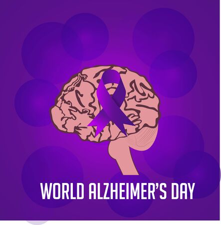 Vector illustration of a Background Or Poster for World Alzheimer's Day with purple awareness ribbon on September 21.のイラスト素材