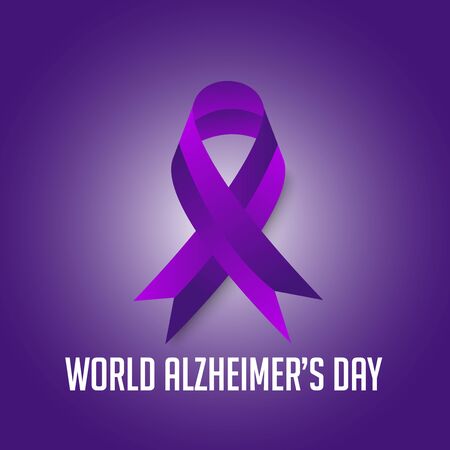 Vector illustration of a Background Or Poster for World Alzheimer's Day with purple awareness ribbon on September 21.のイラスト素材