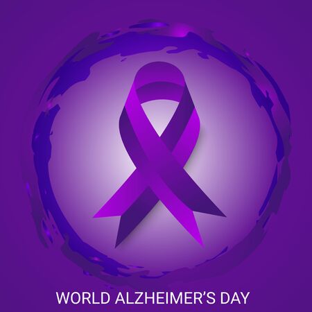 Vector illustration of a Background Or Poster for World Alzheimer's Day with purple awareness ribbon on September 21.のイラスト素材