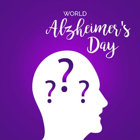 Vector illustration of a Background Or Poster for World Alzheimer's Day with purple awareness ribbon on September 21.のイラスト素材