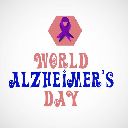 Vector illustration of a Background Or Poster for World Alzheimer's Day with purple awareness ribbon on September 21.のイラスト素材