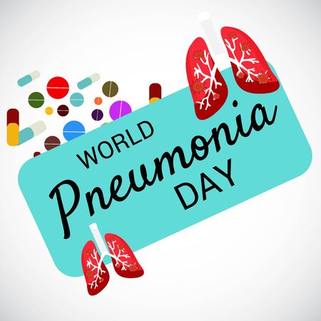 Vector illustration of a Background or Poster for World Pneumonia Day.のイラスト素材