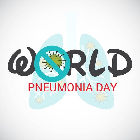 Vector illustration of a Background or Poster for World Pneumonia Day.のイラスト素材