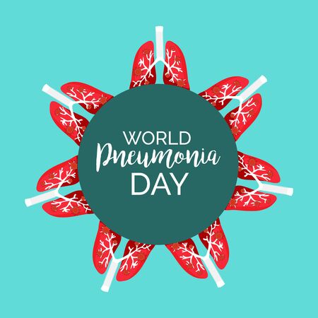 Vector illustration of a Background or Poster for World Pneumonia Day.のイラスト素材