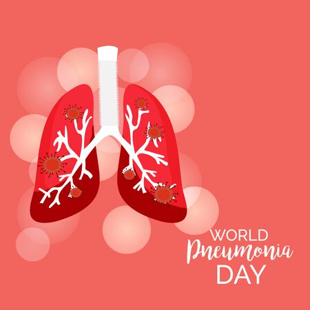Vector illustration of a Background or Poster for World Pneumonia Day.のイラスト素材