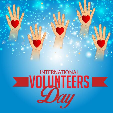 Vector illustration of a background for International Volunteers Day.のイラスト素材