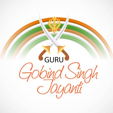 Vector illustration of a background or poster For celebration of Sikh Festival Happy Guru Gobind Singh Jayanti.のイラスト素材