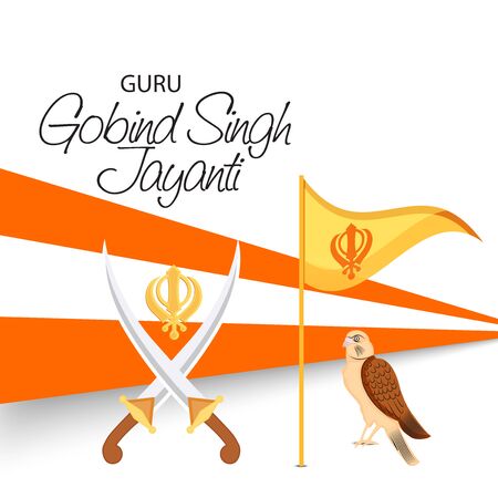 Vector illustration of a background or poster For celebration of Sikh Festival Happy Guru Gobind Singh Jayanti.のイラスト素材