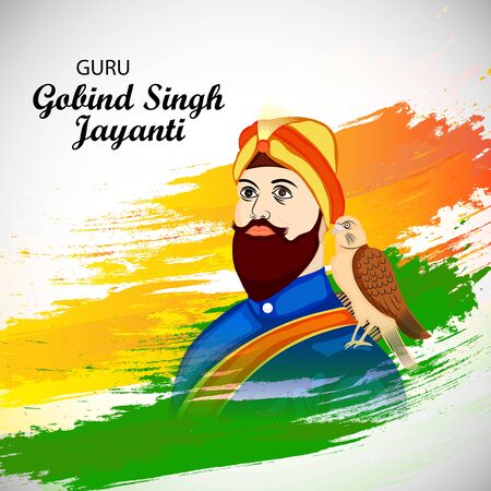 Vector illustration of a background or poster For celebration of Sikh Festival Happy Guru Gobind Singh Jayanti.のイラスト素材