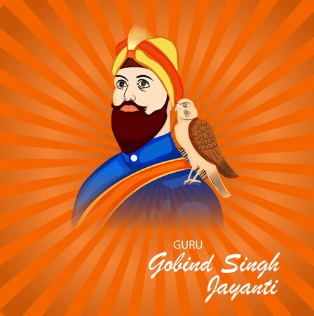 Vector illustration of a background or poster For celebration of Sikh Festival Happy Guru Gobind Singh Jayanti.のイラスト素材