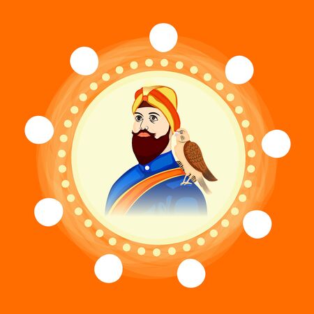 Vector illustration of a background or poster For celebration of Sikh Festival Happy Guru Gobind Singh Jayanti.のイラスト素材