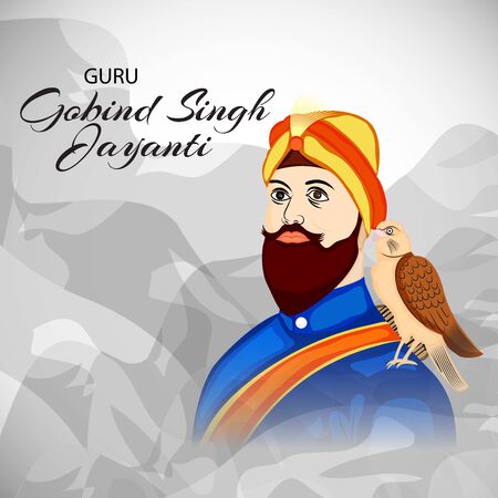Vector illustration of a background or poster For celebration of Sikh Festival Happy Guru Gobind Singh Jayanti.のイラスト素材