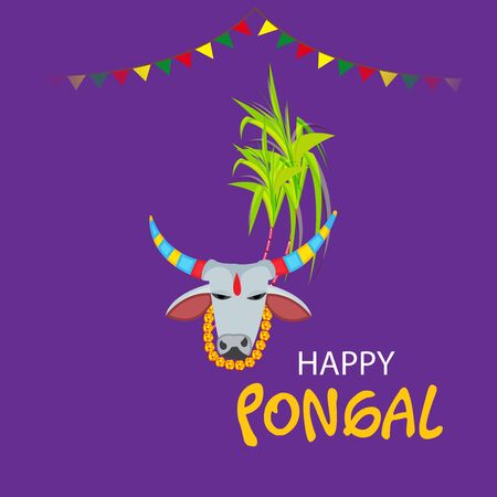 Vector illustration of a background or poster With colorful pots for religious traditional harvest festival Happy Pongal.のイラスト素材