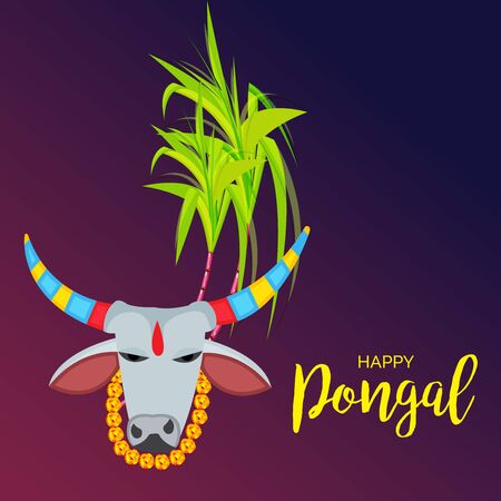 Vector illustration of a background or poster With colorful pots for religious traditional harvest festival Happy Pongal.のイラスト素材