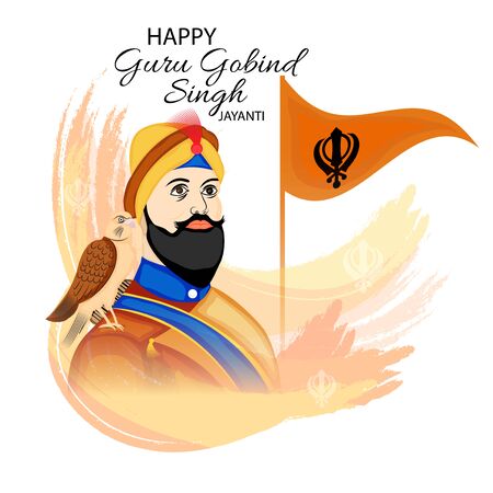 Vector illustration of a background or poster For celebration of Sikh Festival Happy Guru Gobind Singh Jayanti.のイラスト素材