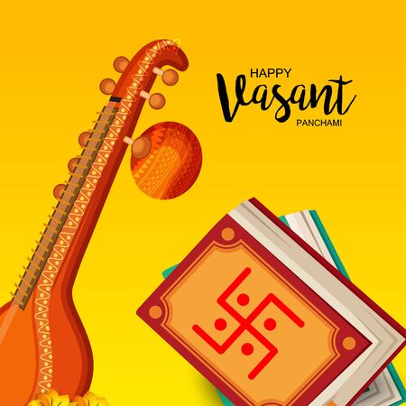 Vector illustration of a background for Happy Vasant Panchami.のイラスト素材
