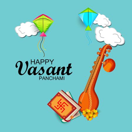 Vector illustration of a background for Happy Vasant Panchami.のイラスト素材