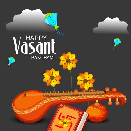 Vector illustration of a background for Happy Vasant Panchami.のイラスト素材