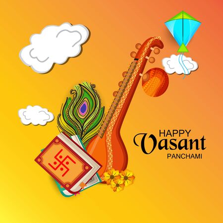 Vector illustration of a background for Happy Vasant Panchami.のイラスト素材
