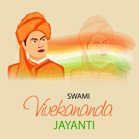 Vector illustration of a background or poster For Celebrate Swami Vivekananda Jayanti.のイラスト素材