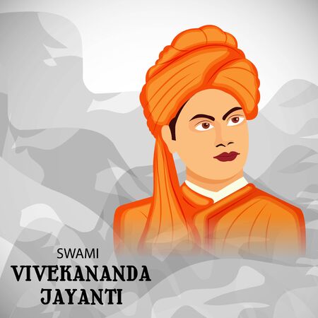 Vector illustration of a background or poster For Celebrate Swami Vivekananda Jayanti.のイラスト素材