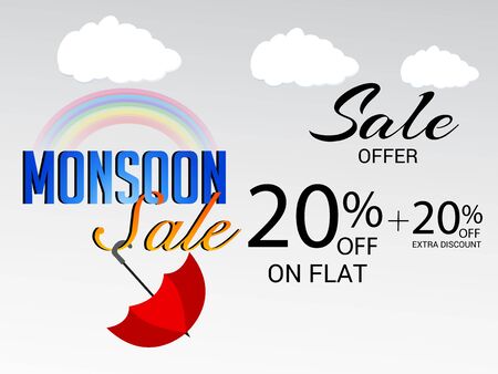 Vector Illustration of a background for Happy Monsoon Sale And Offer.のイラスト素材