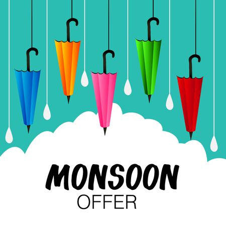 Vector Illustration of a background for Happy Monsoon Sale And Offer.のイラスト素材