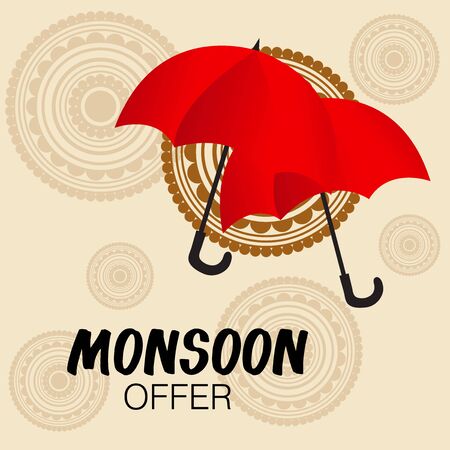 Vector Illustration of a background for Happy Monsoon Sale And Offer.のイラスト素材