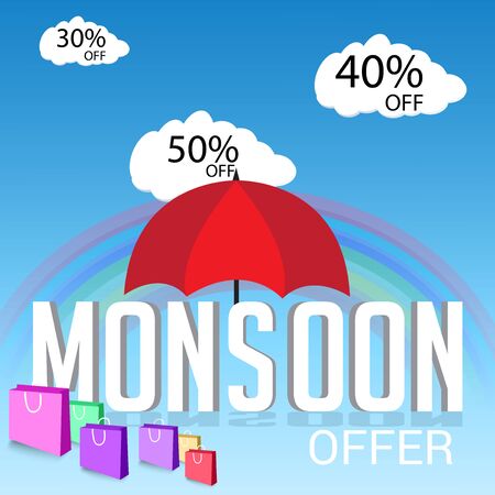 Vector Illustration of a background for Happy Monsoon Sale And Offer.のイラスト素材