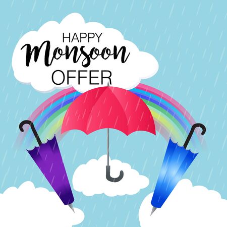Vector Illustration of a background for Happy Monsoon Sale And Offer.のイラスト素材