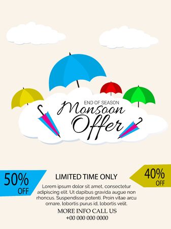 Vector Illustration of a background for Happy Monsoon Sale And Offer.のイラスト素材